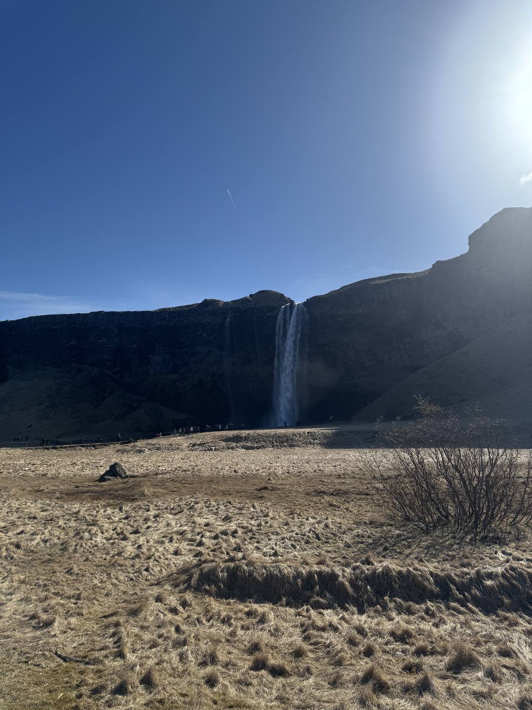 The view from the path that runs behind Seljalandsfoss waterfall